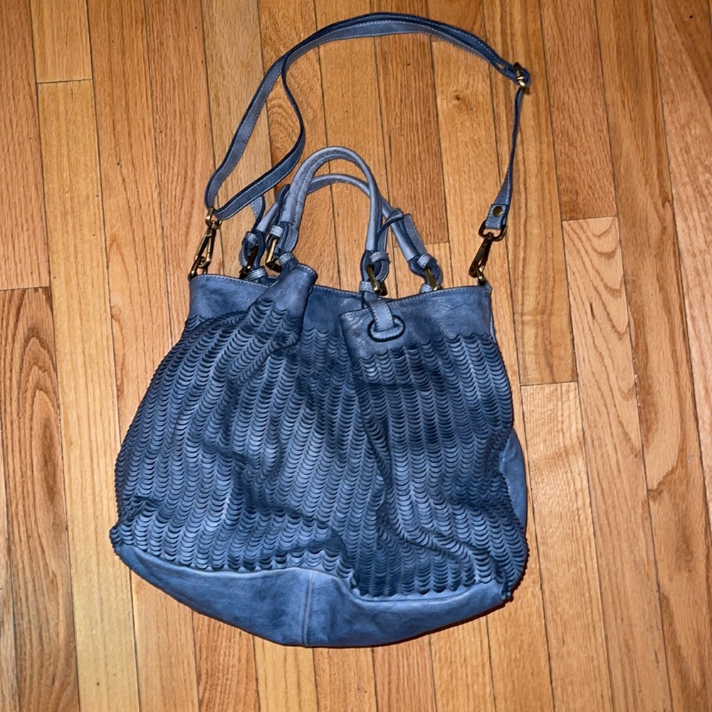 Blue genuine leather purse (unknown brand)